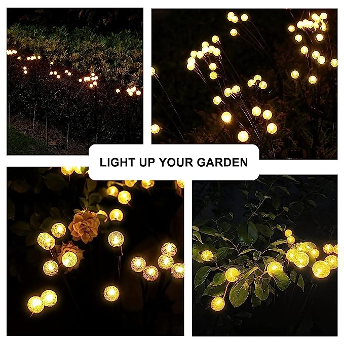 2 Pack Solar Powered Firefly Lights Waterproof, Solar Starburst Swaying Lights When Wind Blows, Solar Outdoor Decor Lights for Garden, Landscape, Pathway, Yard, Deck, Patio(Warm White) 2 Pack Solar Powered Firefly Lights Waterproof, Solar Starburst Swaying Lights When Wind Blows, Solar Outdoor Decor Lights for Garden, Landscape, Pathway, Yard, Deck, Patio(Warm White)
